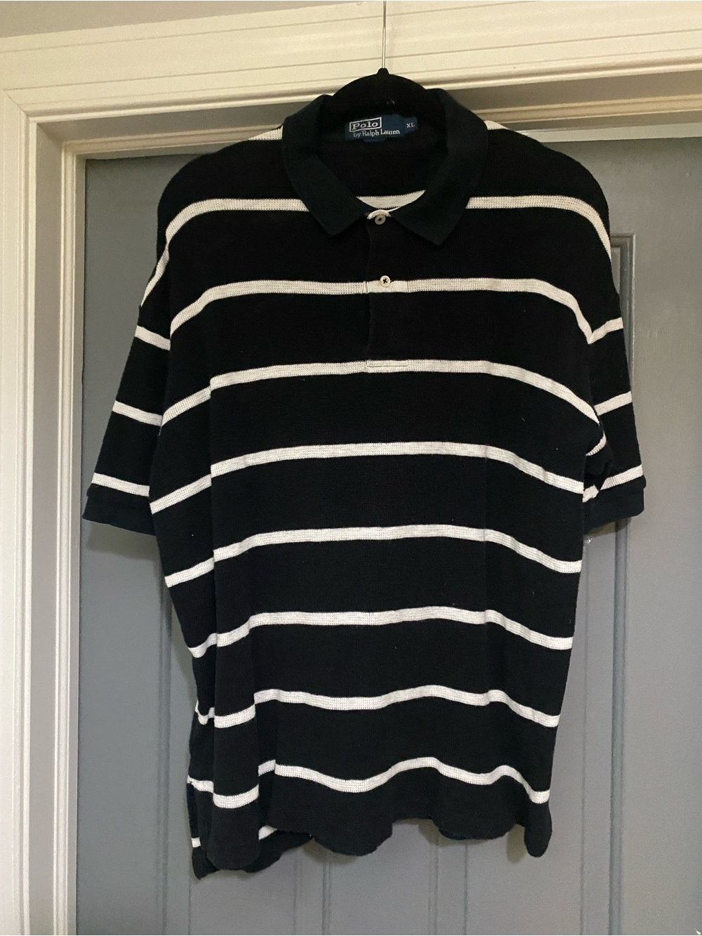 Ralph Lauren Black Polo with White Stripes